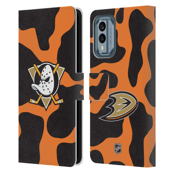 NHL Anaheim Ducks Cow Pattern Leather Book Wallet Case Cover For Nokia X30