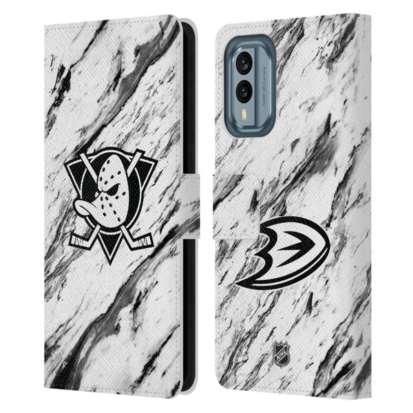 NHL Anaheim Ducks Marble Leather Book Wallet Case Cover For Nokia X30