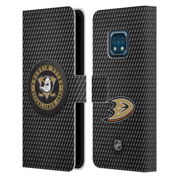 NHL Anaheim Ducks Puck Texture Leather Book Wallet Case Cover For Nokia XR20