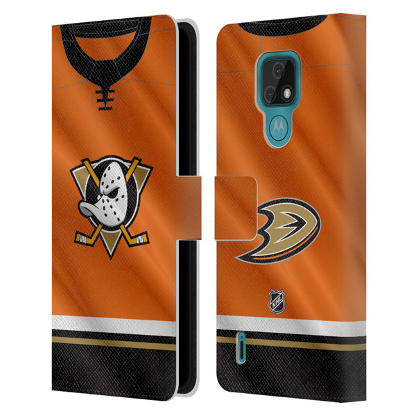 NHL Anaheim Ducks Jersey Leather Book Wallet Case Cover For Motorola Moto E7