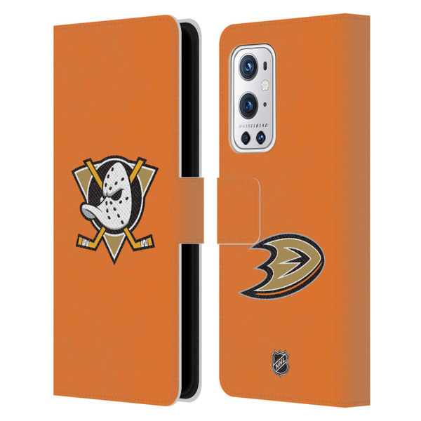 NHL Anaheim Ducks Plain Leather Book Wallet Case Cover For OnePlus 9 Pro