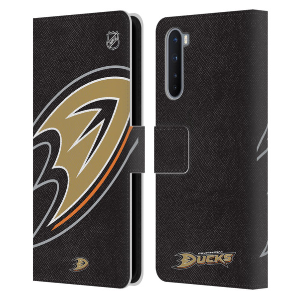NHL Anaheim Ducks Oversized Leather Book Wallet Case Cover For OnePlus Nord 5G