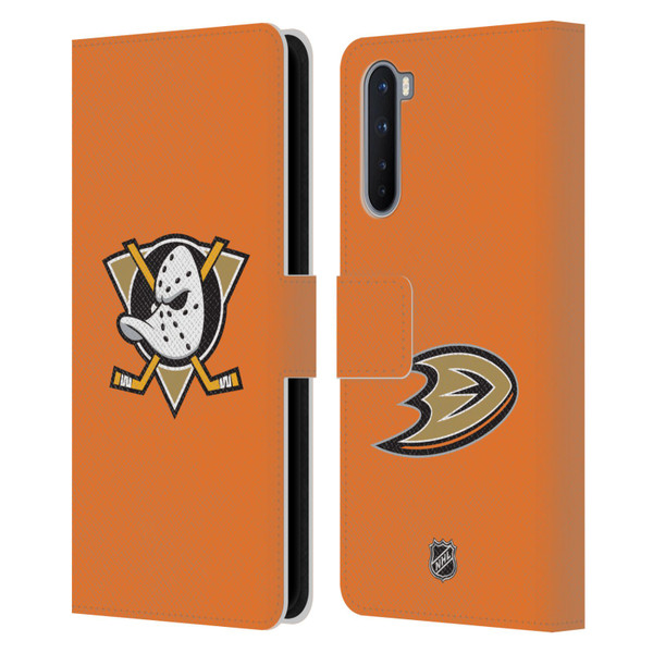 NHL Anaheim Ducks Plain Leather Book Wallet Case Cover For OnePlus Nord 5G