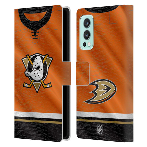 NHL Anaheim Ducks Jersey Leather Book Wallet Case Cover For OnePlus Nord 2 5G
