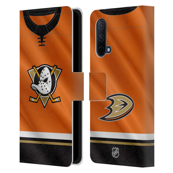 NHL Anaheim Ducks Jersey Leather Book Wallet Case Cover For OnePlus Nord CE 5G