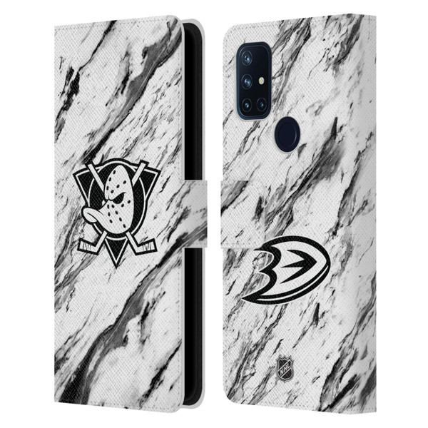 NHL Anaheim Ducks Marble Leather Book Wallet Case Cover For OnePlus Nord N10 5G