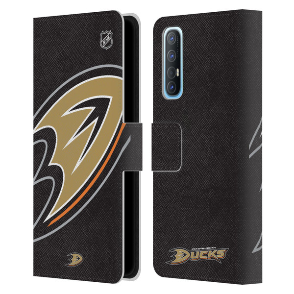 NHL Anaheim Ducks Oversized Leather Book Wallet Case Cover For OPPO Find X2 Neo 5G