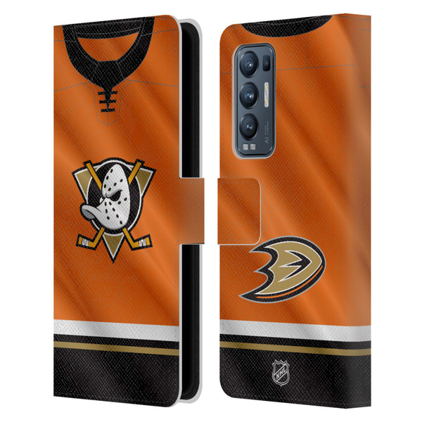 NHL Anaheim Ducks Jersey Leather Book Wallet Case Cover For OPPO Find X3 Neo / Reno5 Pro+ 5G