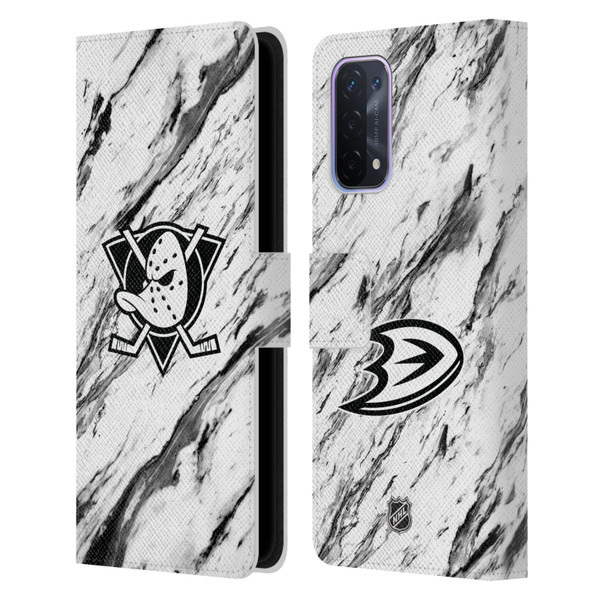 NHL Anaheim Ducks Marble Leather Book Wallet Case Cover For OPPO A54 5G