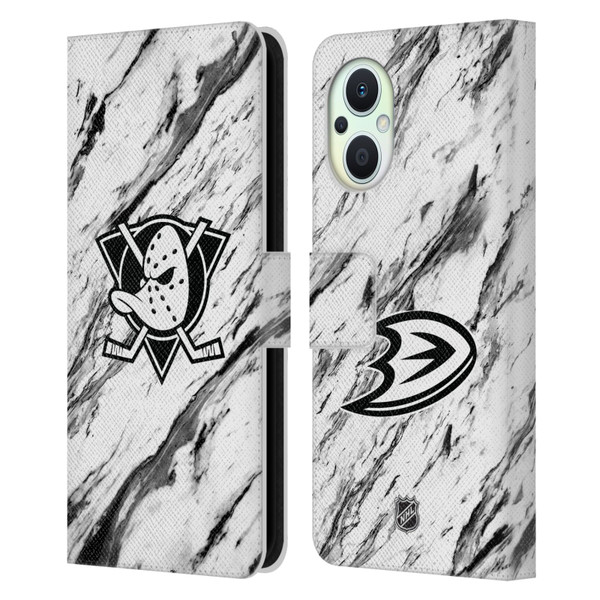 NHL Anaheim Ducks Marble Leather Book Wallet Case Cover For OPPO Reno8 Lite