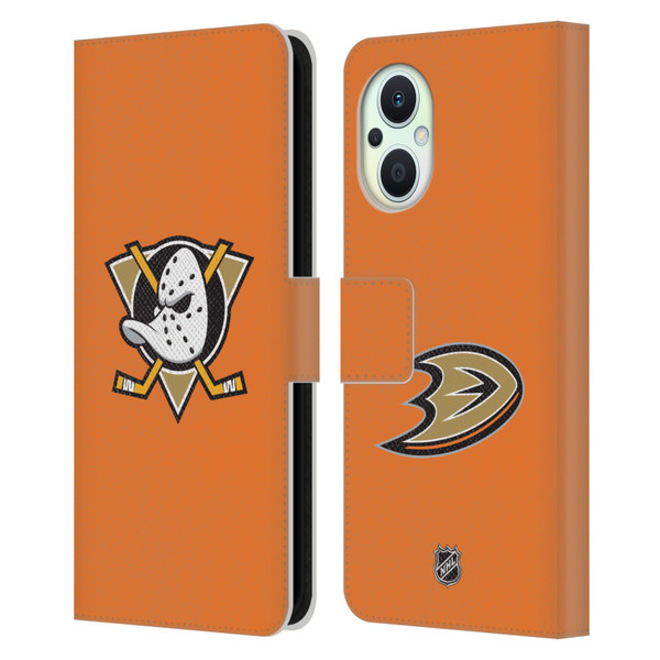 NHL Anaheim Ducks Plain Leather Book Wallet Case Cover For OPPO Reno8 Lite