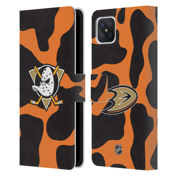 NHL Anaheim Ducks Cow Pattern Leather Book Wallet Case Cover For OPPO Reno4 Z 5G