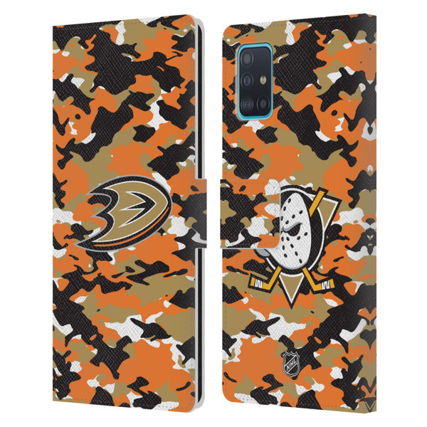 NHL Anaheim Ducks Camouflage Leather Book Wallet Case Cover For Samsung Galaxy A51 (2019)
