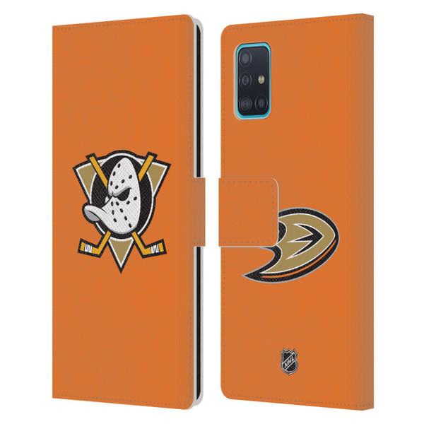 NHL Anaheim Ducks Plain Leather Book Wallet Case Cover For Samsung Galaxy A51 (2019)