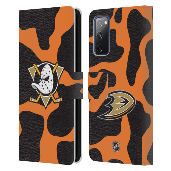 NHL Anaheim Ducks Cow Pattern Leather Book Wallet Case Cover For Samsung Galaxy S20 FE / 5G