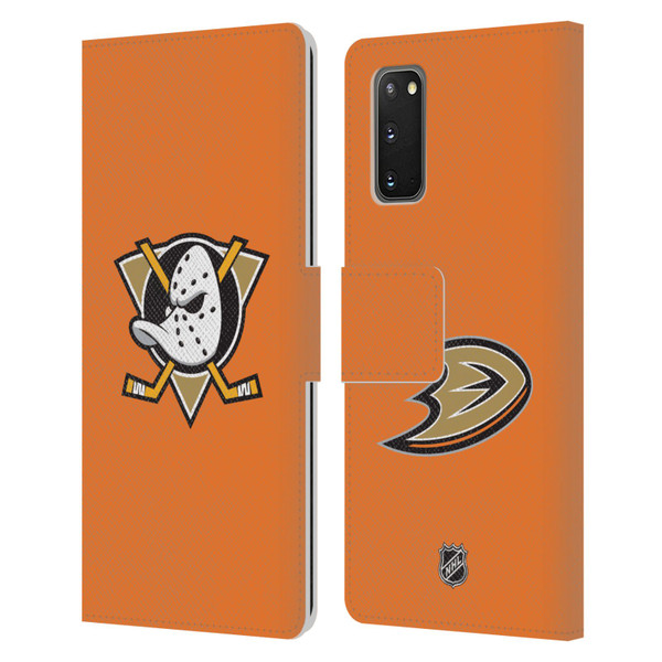 NHL Anaheim Ducks Plain Leather Book Wallet Case Cover For Samsung Galaxy S20 / S20 5G