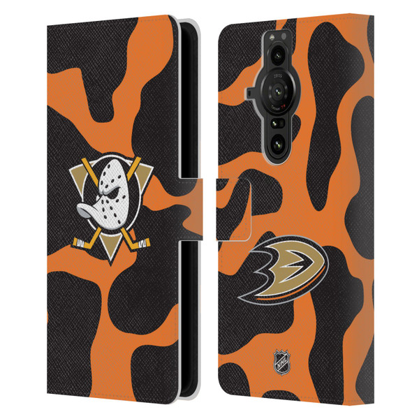 NHL Anaheim Ducks Cow Pattern Leather Book Wallet Case Cover For Sony Xperia Pro-I
