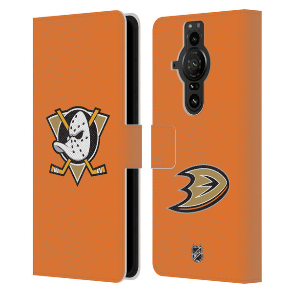 NHL Anaheim Ducks Plain Leather Book Wallet Case Cover For Sony Xperia Pro-I