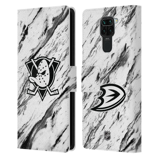 NHL Anaheim Ducks Marble Leather Book Wallet Case Cover For Xiaomi Redmi Note 9 / Redmi 10X 4G