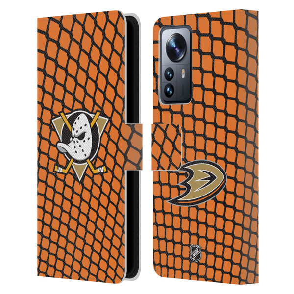 NHL Anaheim Ducks Net Pattern Leather Book Wallet Case Cover For Xiaomi 12 Pro