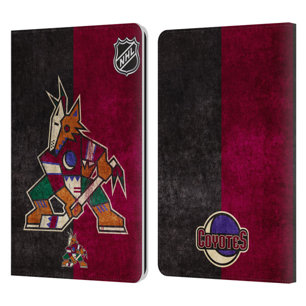 NHL Arizona Coyotes Half Distressed Leather Book Wallet Case Cover For Amazon Kindle Paperwhite 1 / 2 / 3