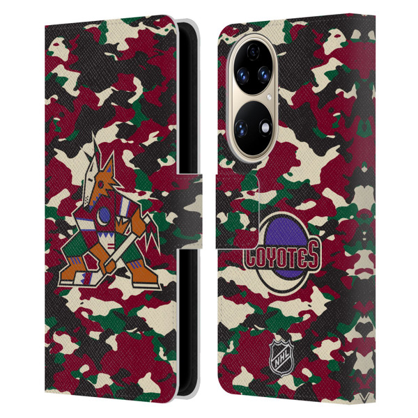 NHL Arizona Coyotes Camouflage Leather Book Wallet Case Cover For Huawei P50