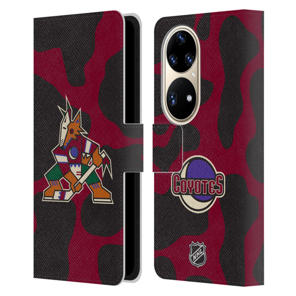 NHL Arizona Coyotes Cow Pattern Leather Book Wallet Case Cover For Huawei P50 Pro