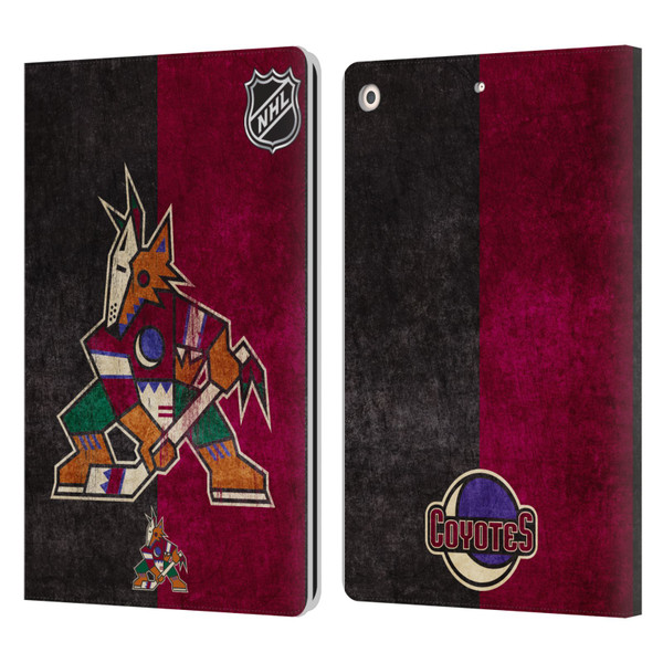 NHL Arizona Coyotes Half Distressed Leather Book Wallet Case Cover For Apple iPad 10.2 2019/2020/2021