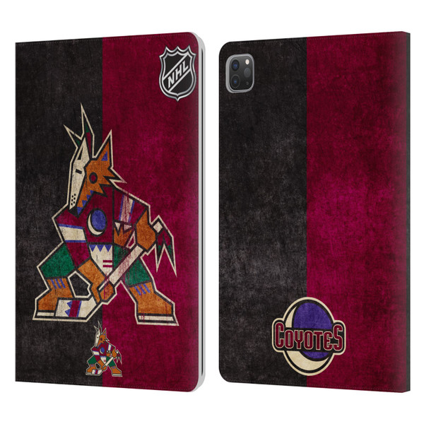 NHL Arizona Coyotes Half Distressed Leather Book Wallet Case Cover For Apple iPad Pro 11 2020 / 2021 / 2022