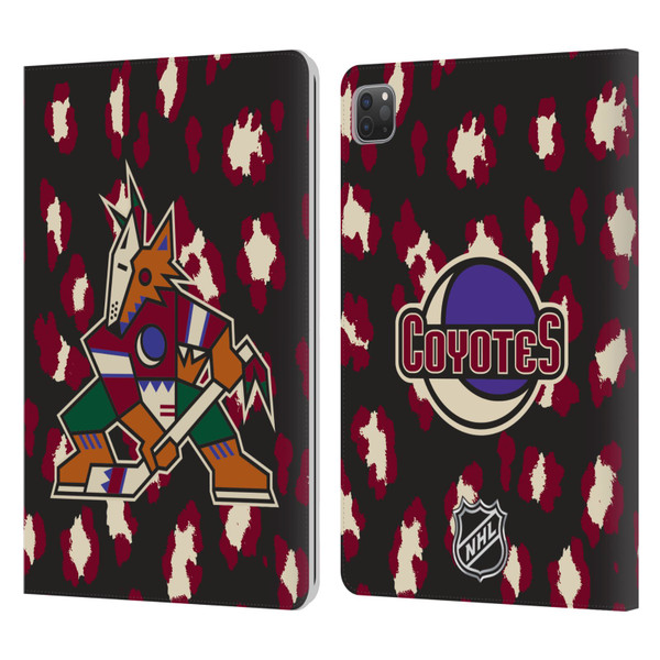 NHL Arizona Coyotes Leopard Patten Leather Book Wallet Case Cover For Apple iPad Pro 11 2020 / 2021 / 2022