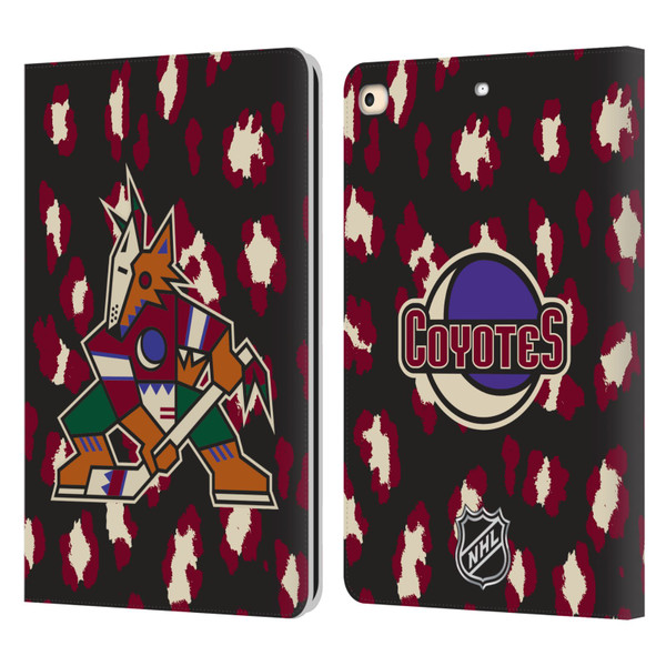 NHL Arizona Coyotes Leopard Patten Leather Book Wallet Case Cover For Apple iPad 9.7 2017 / iPad 9.7 2018
