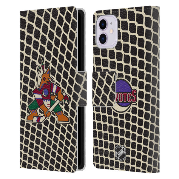 NHL Arizona Coyotes Net Pattern Leather Book Wallet Case Cover For Apple iPhone 11