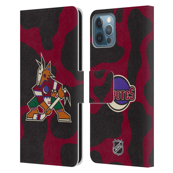 NHL Arizona Coyotes Cow Pattern Leather Book Wallet Case Cover For Apple iPhone 12 / iPhone 12 Pro