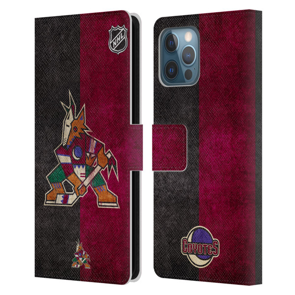 NHL Arizona Coyotes Half Distressed Leather Book Wallet Case Cover For Apple iPhone 12 Pro Max