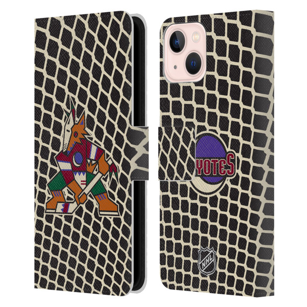 NHL Arizona Coyotes Net Pattern Leather Book Wallet Case Cover For Apple iPhone 13