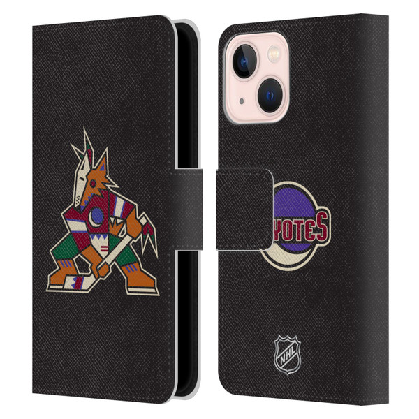 NHL Arizona Coyotes Plain Leather Book Wallet Case Cover For Apple iPhone 13 Mini