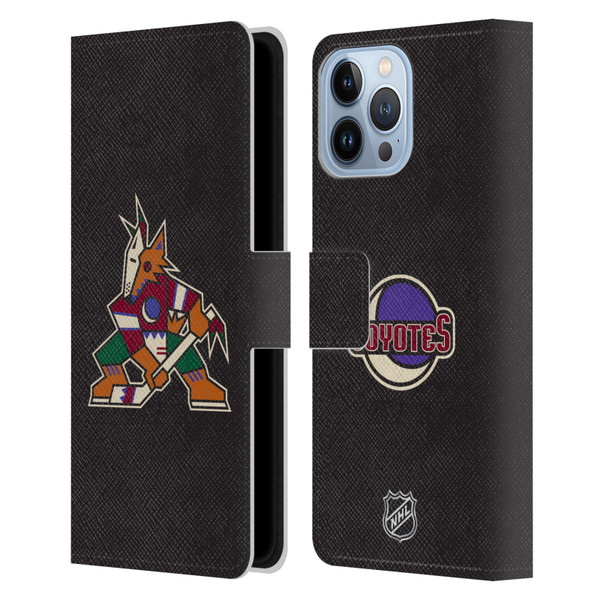 NHL Arizona Coyotes Plain Leather Book Wallet Case Cover For Apple iPhone 13 Pro Max