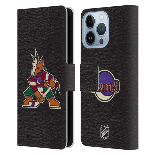 NHL Arizona Coyotes Plain Leather Book Wallet Case Cover For Apple iPhone 13 Pro