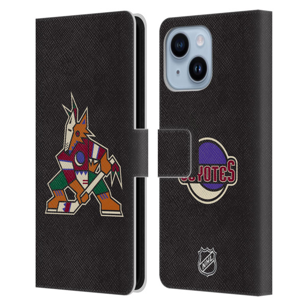 NHL Arizona Coyotes Plain Leather Book Wallet Case Cover For Apple iPhone 14 Plus