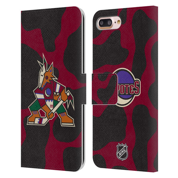 NHL Arizona Coyotes Cow Pattern Leather Book Wallet Case Cover For Apple iPhone 7 Plus / iPhone 8 Plus