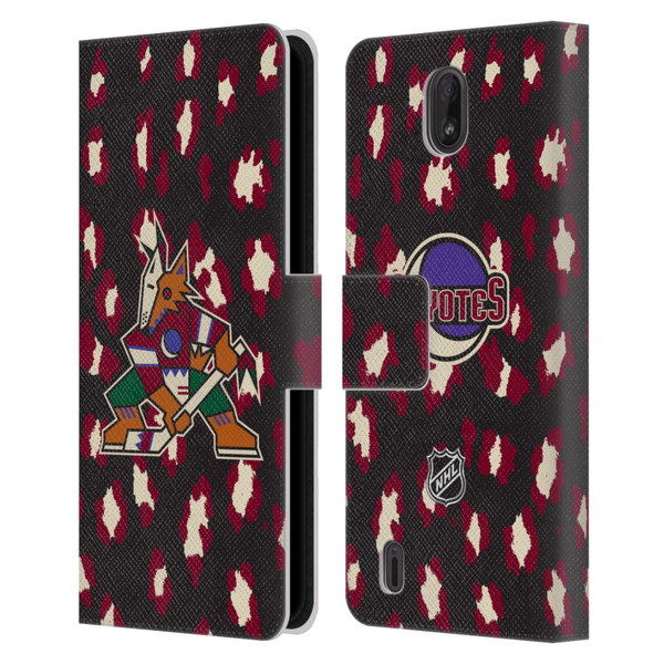 NHL Arizona Coyotes Leopard Patten Leather Book Wallet Case Cover For Nokia C01 Plus/C1 2nd Edition