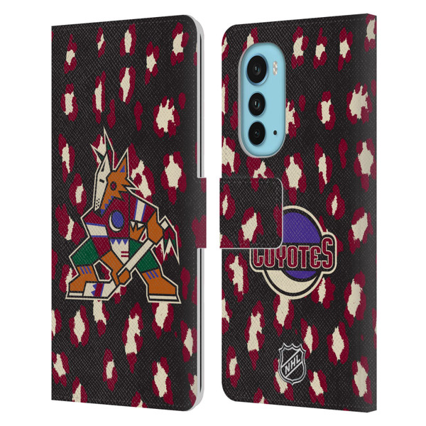 NHL Arizona Coyotes Leopard Patten Leather Book Wallet Case Cover For Motorola Edge (2022)