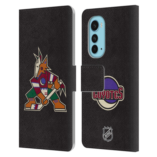 NHL Arizona Coyotes Plain Leather Book Wallet Case Cover For Motorola Edge (2022)