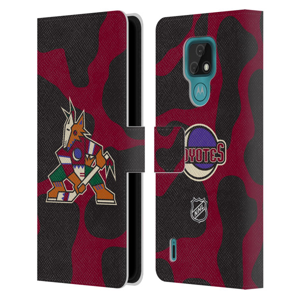 NHL Arizona Coyotes Cow Pattern Leather Book Wallet Case Cover For Motorola Moto E7