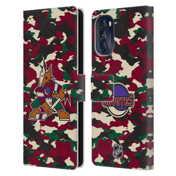 NHL Arizona Coyotes Camouflage Leather Book Wallet Case Cover For Motorola Moto G (2022)