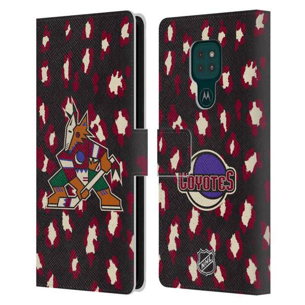 NHL Arizona Coyotes Leopard Patten Leather Book Wallet Case Cover For Motorola Moto G9 Play