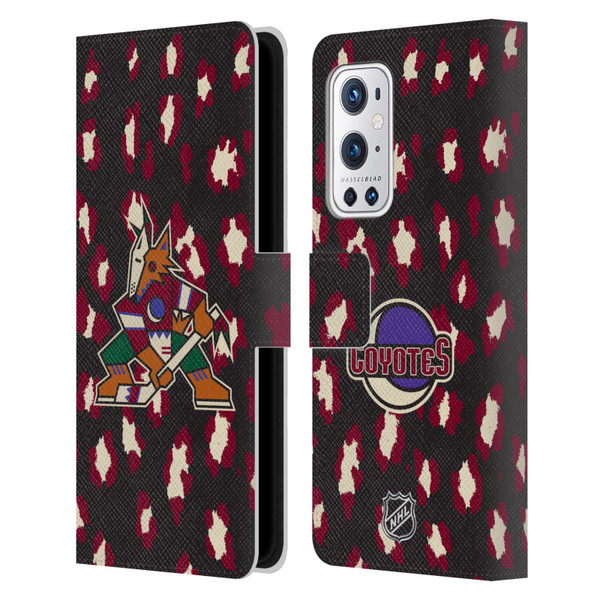 NHL Arizona Coyotes Leopard Patten Leather Book Wallet Case Cover For OnePlus 9 Pro