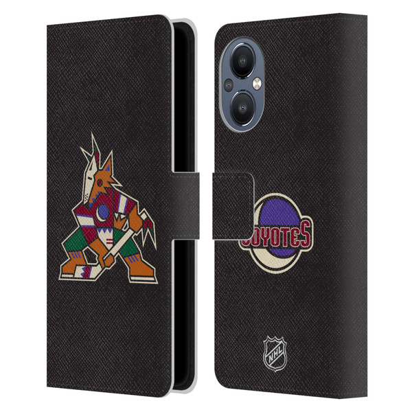 NHL Arizona Coyotes Plain Leather Book Wallet Case Cover For OnePlus Nord N20 5G