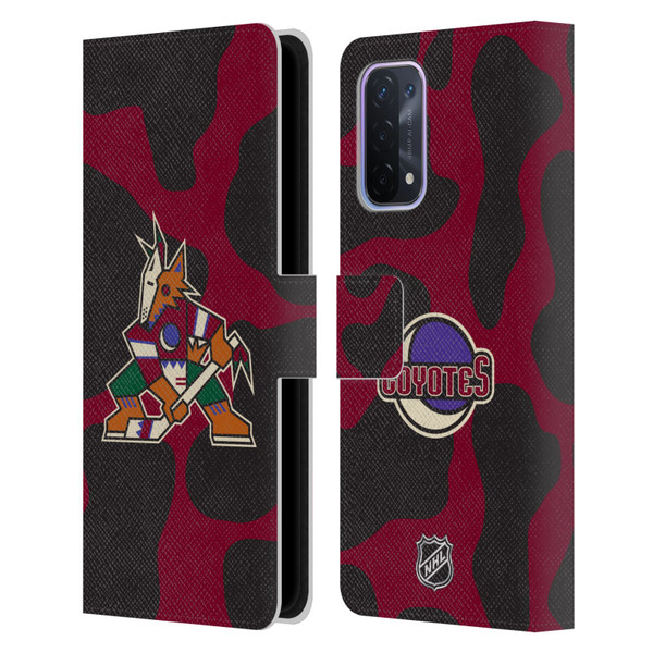 NHL Arizona Coyotes Cow Pattern Leather Book Wallet Case Cover For OPPO A54 5G