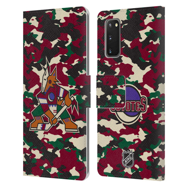 NHL Arizona Coyotes Camouflage Leather Book Wallet Case Cover For Samsung Galaxy S20 / S20 5G
